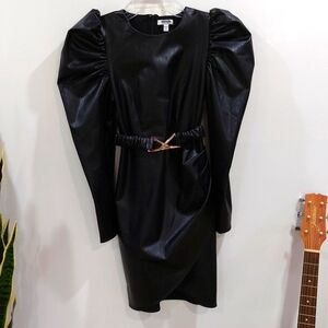 Puff Sleeve Vegan Leather Dress By Express